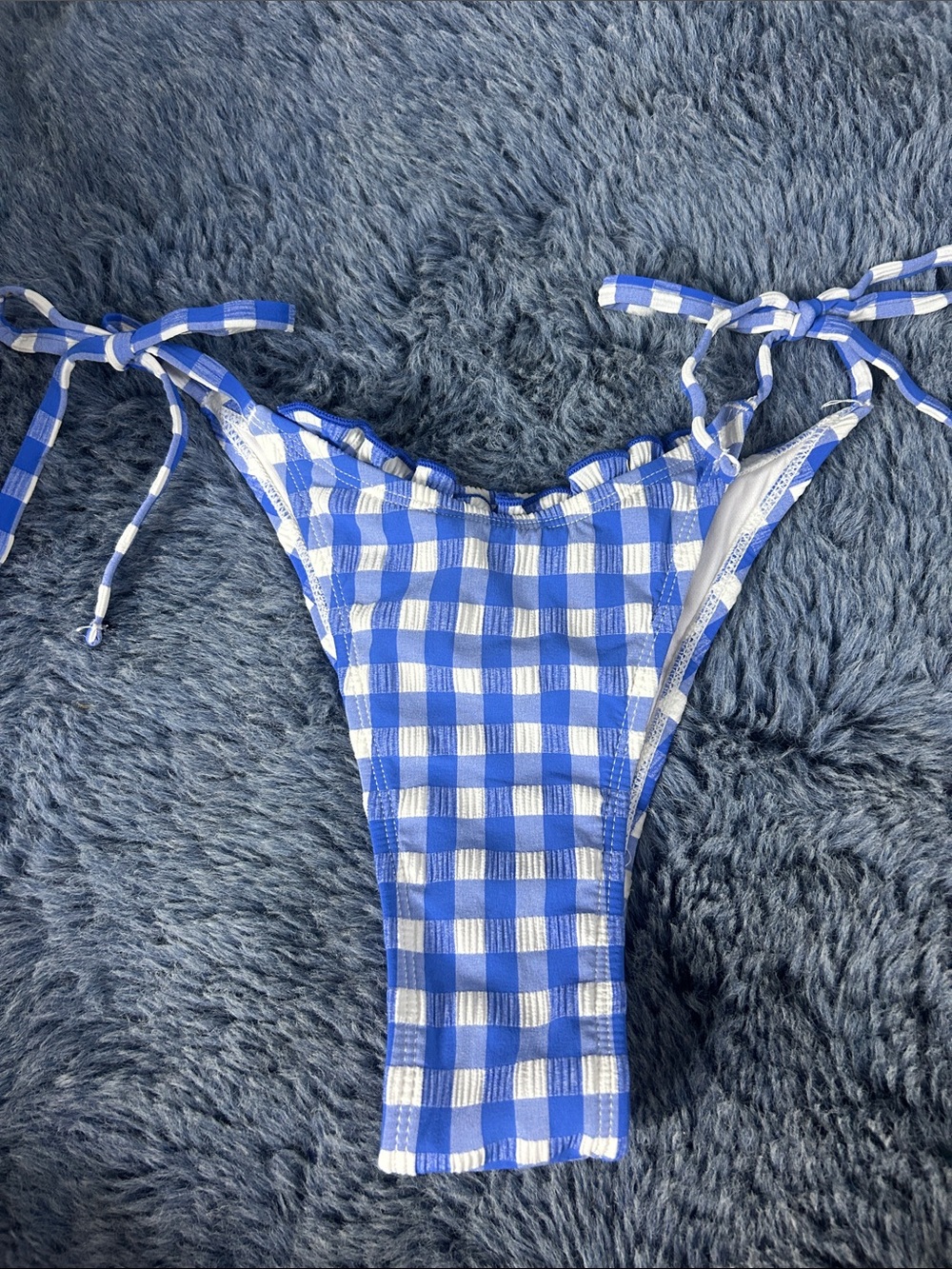 Blue Gingham Tie-Side Kids Swim Bottom